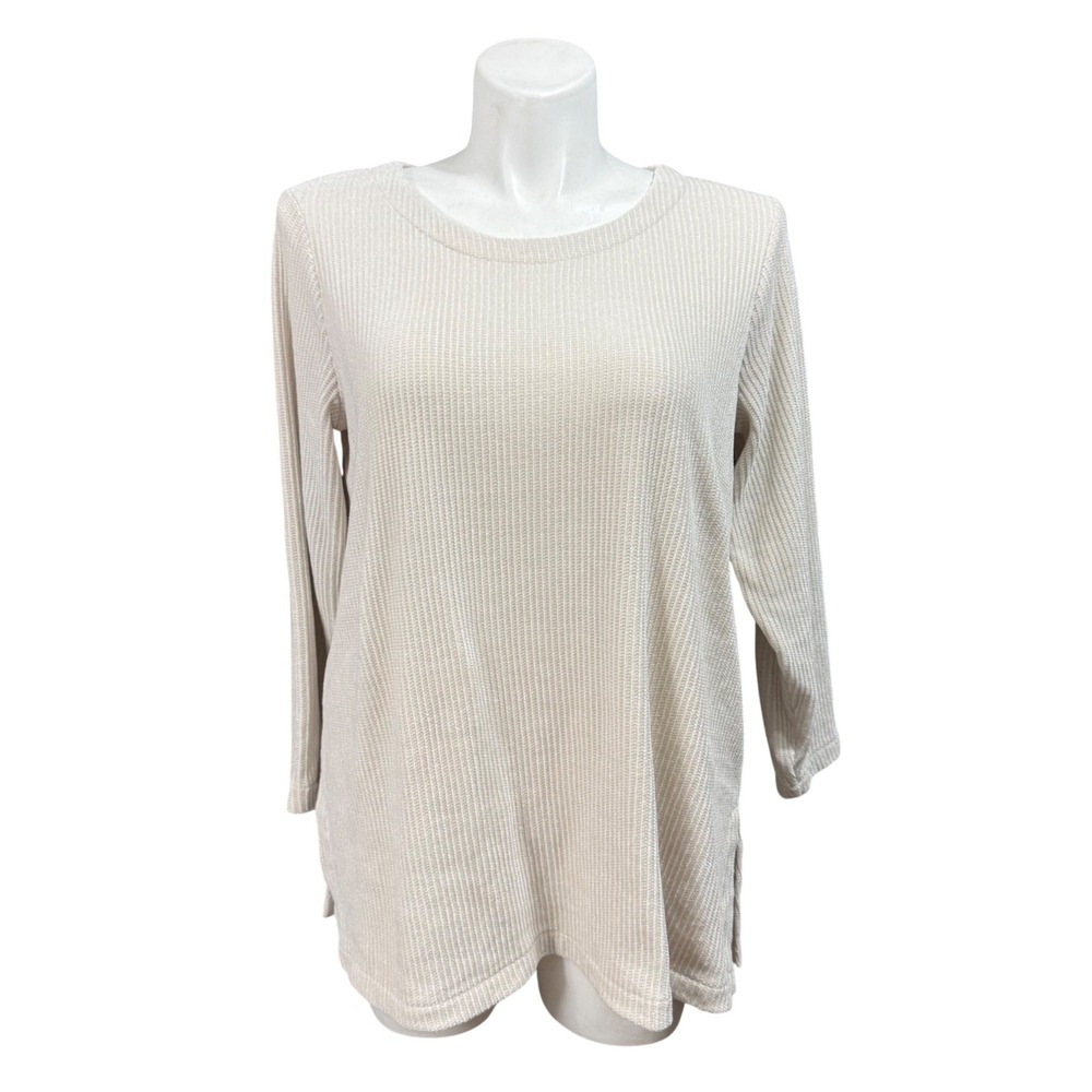 J. Jill Wearever Collection Cream Ribbed Knit Long Sleeve Tunic Top XL